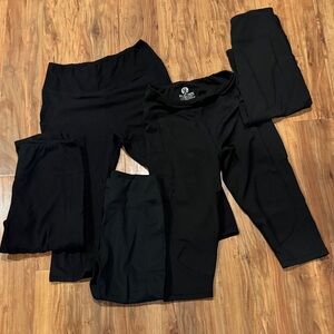 Women's Classic Black capri Leggings set of 5 w pockets